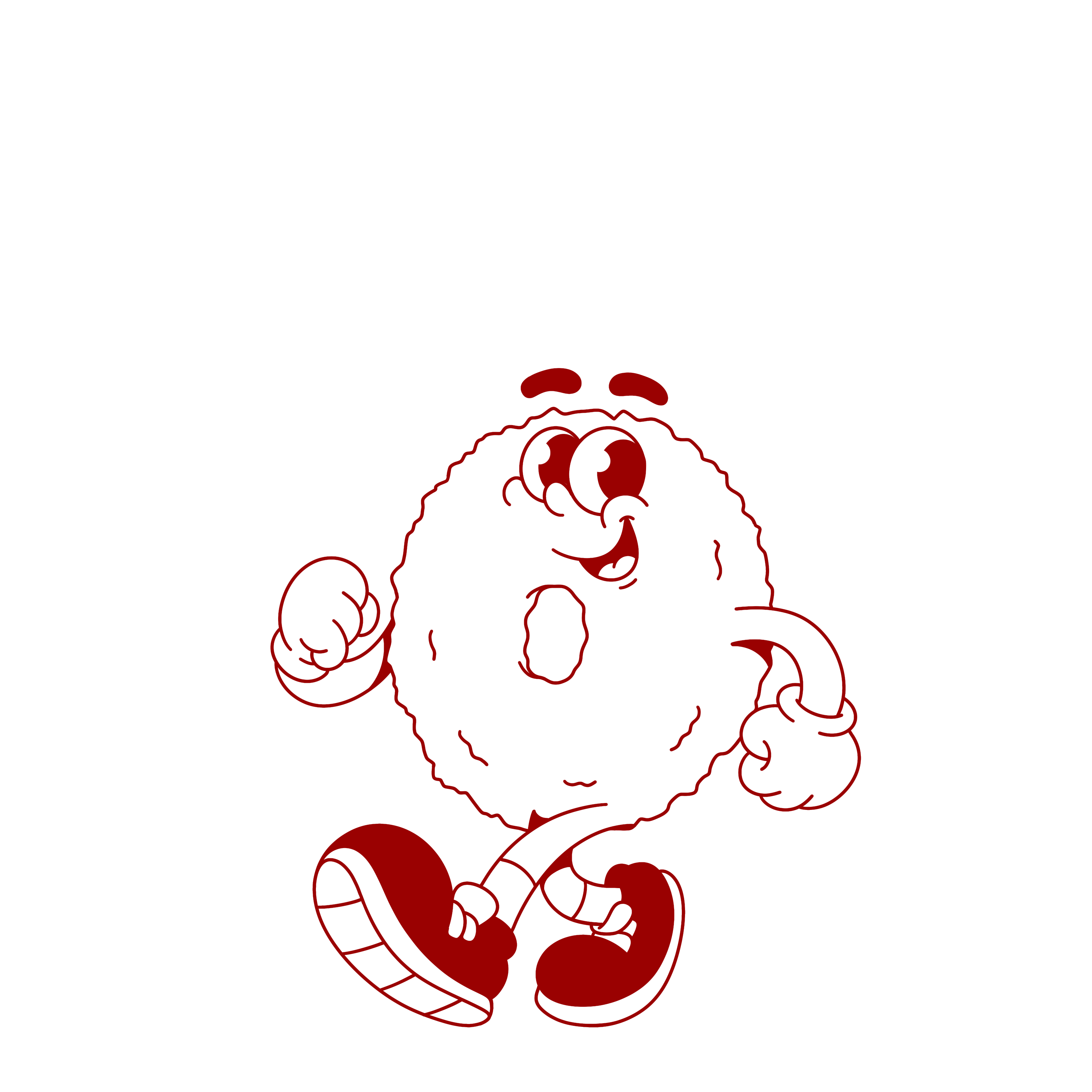 Mascotte Bonbon Piment, une boule de piment frit souriante