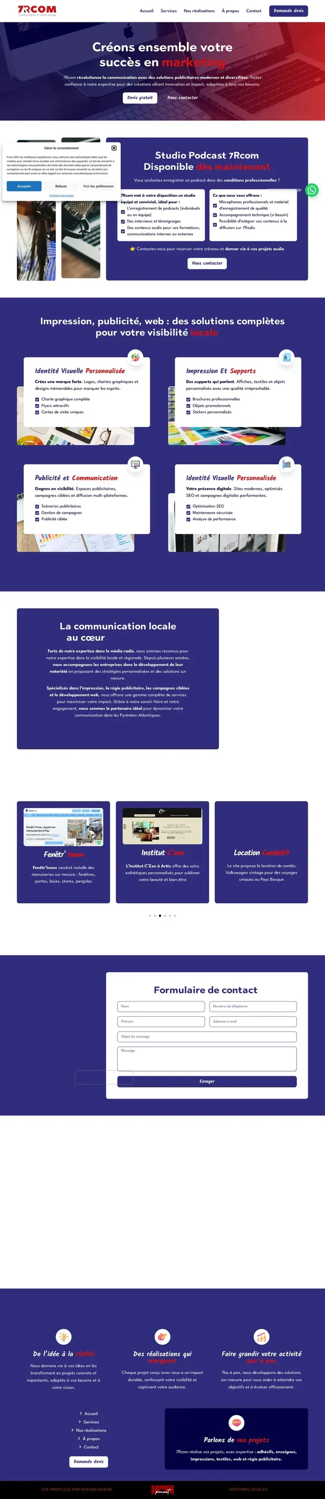 Accueil de 7rcom.fr sur ordinateur