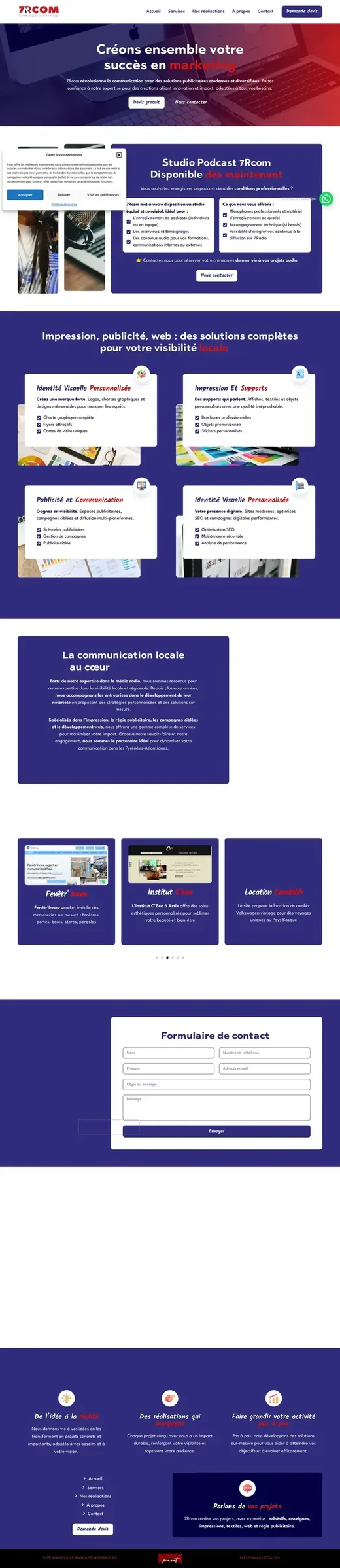 Accueil de 7rcom.fr sur ordinateur