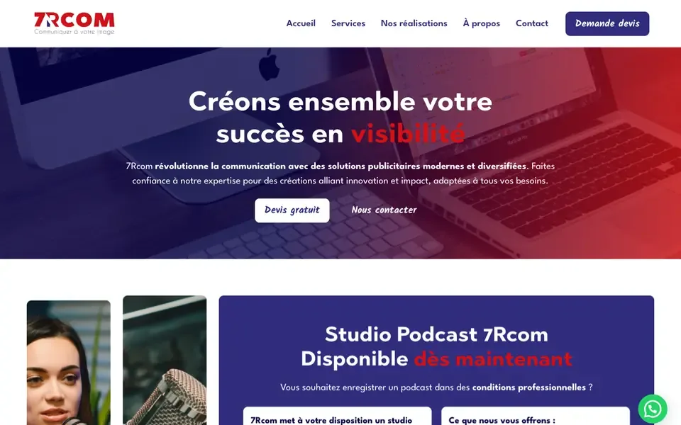 Accueil de 7rcom.fr sur ordinateur