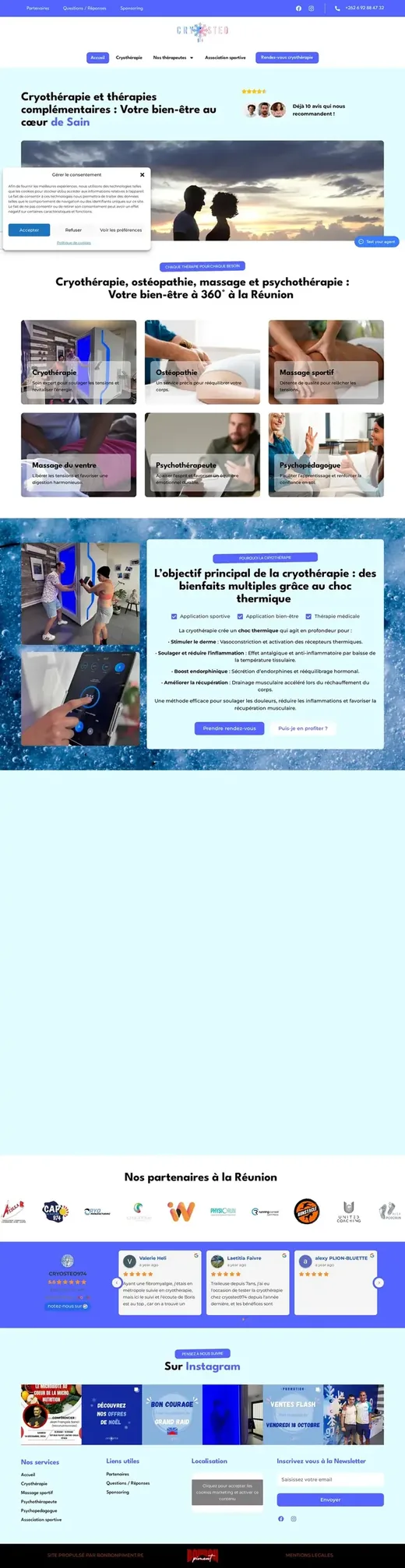 Accueil de cryosteo.re sur ordinateur