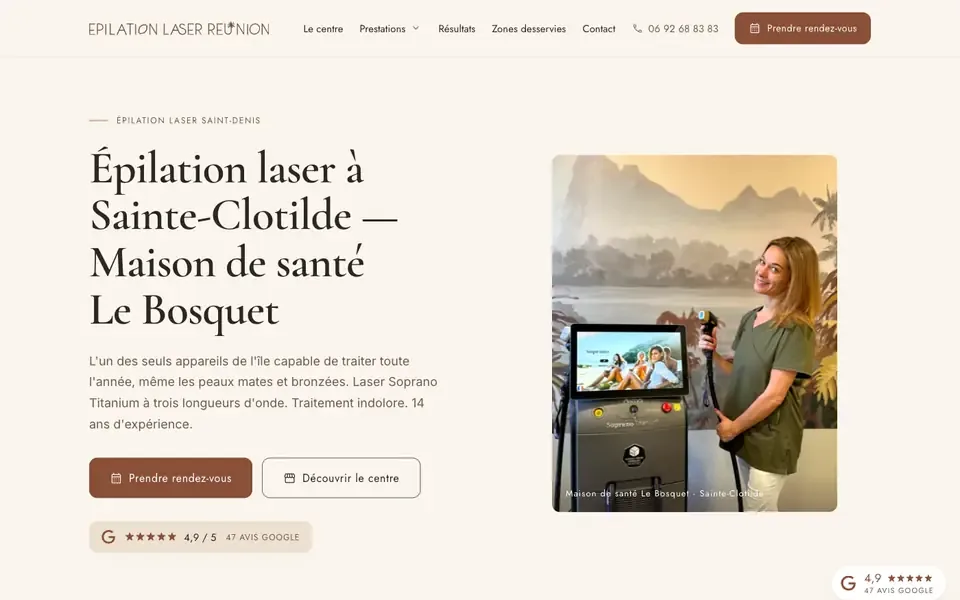 Accueil de epilation-laser-974.fr sur ordinateur