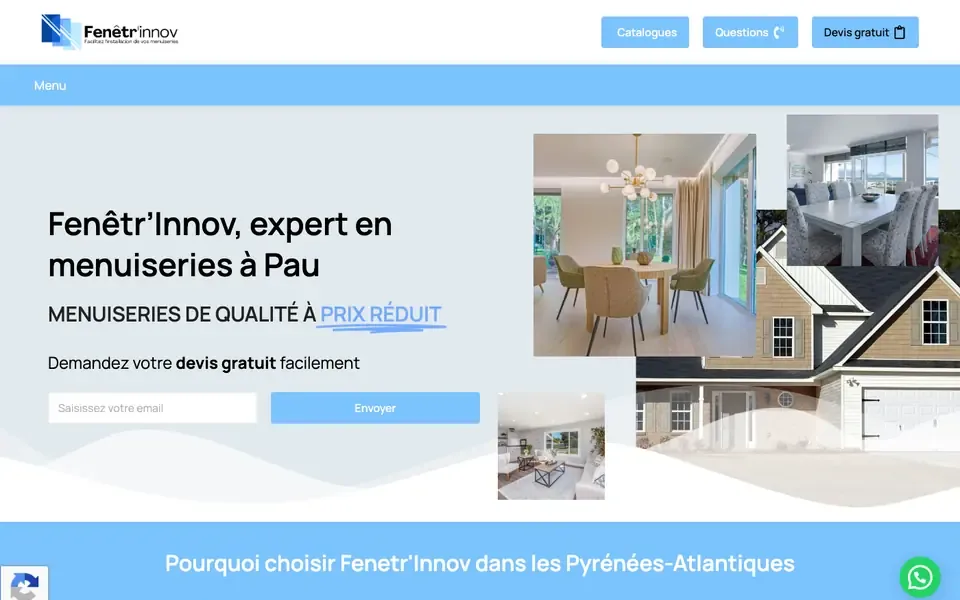Page d'accueil de fenetr-innov.fr sur ordinateur