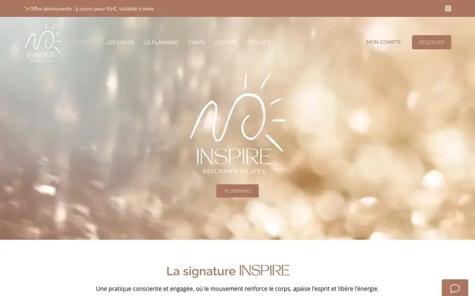 Accueil de inspirereformerpilates.fr sur ordinateur