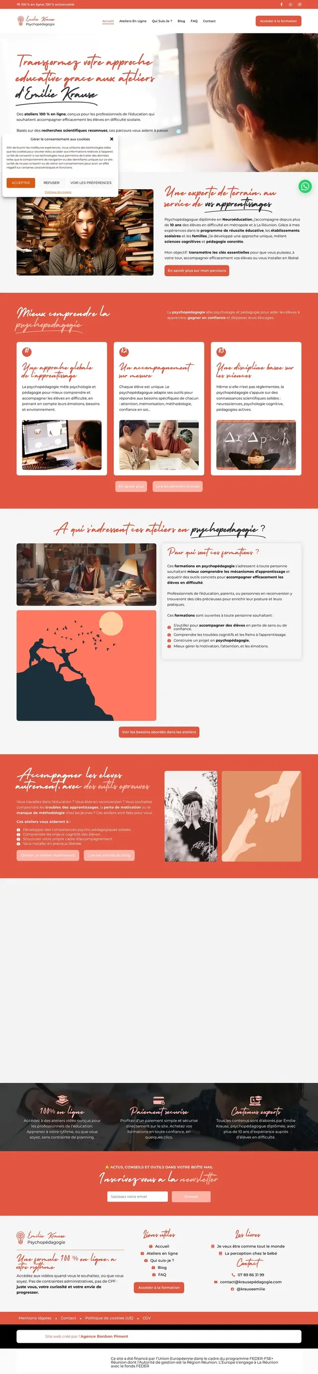 Accueil de krausepedagogie.com sur ordinateur