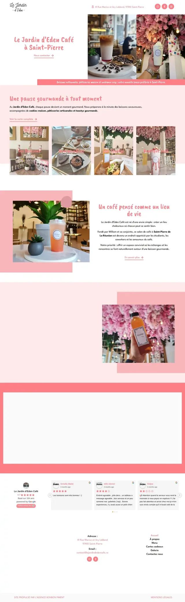 Accueil de lejardindedencafe.re sur ordinateur