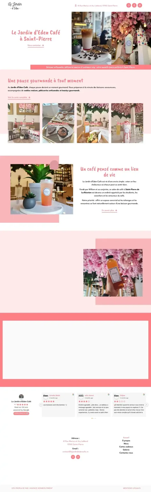 Accueil de lejardindedencafe.re sur ordinateur