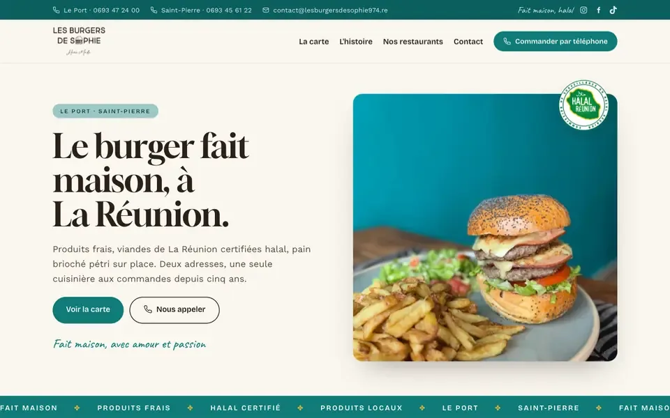 Accueil de lesburgersdesophie974.re sur ordinateur