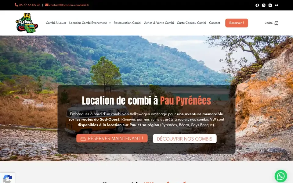 Accueil de location-combi64.fr sur ordinateur