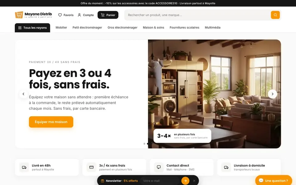 Accueil de mayanadistrib.yt sur ordinateur
