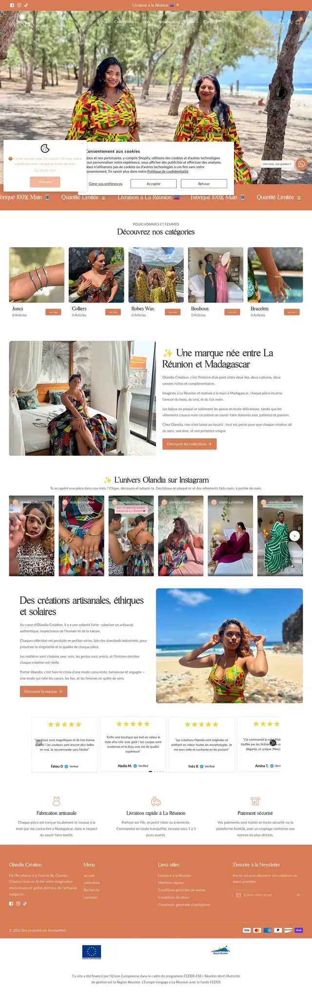 Accueil de olandia-creation.re sur ordinateur