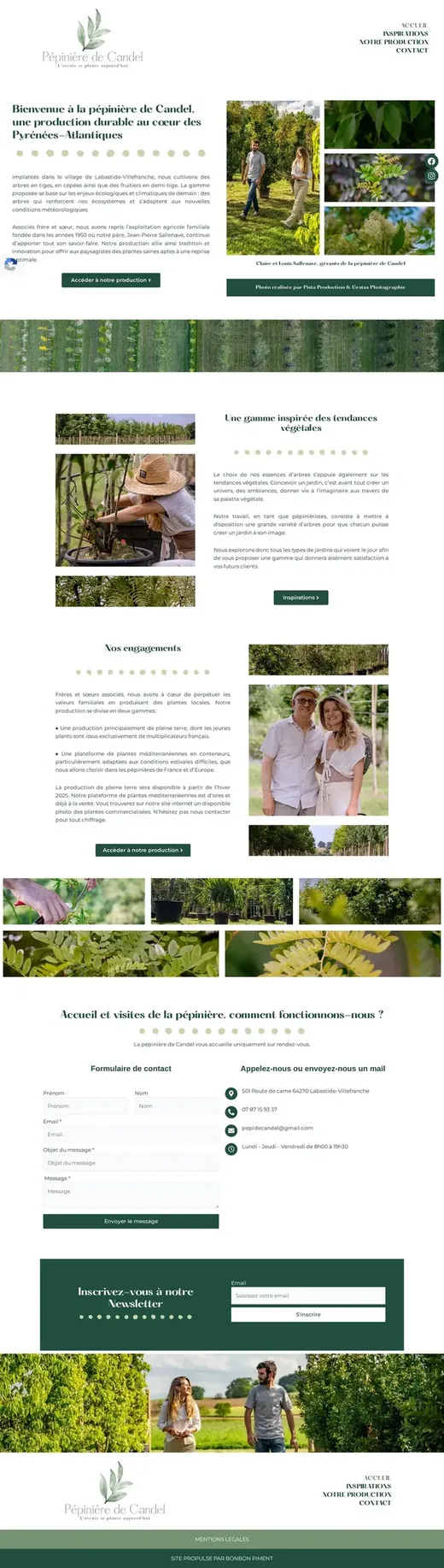 Accueil de pepinieredecandel.com sur ordinateur