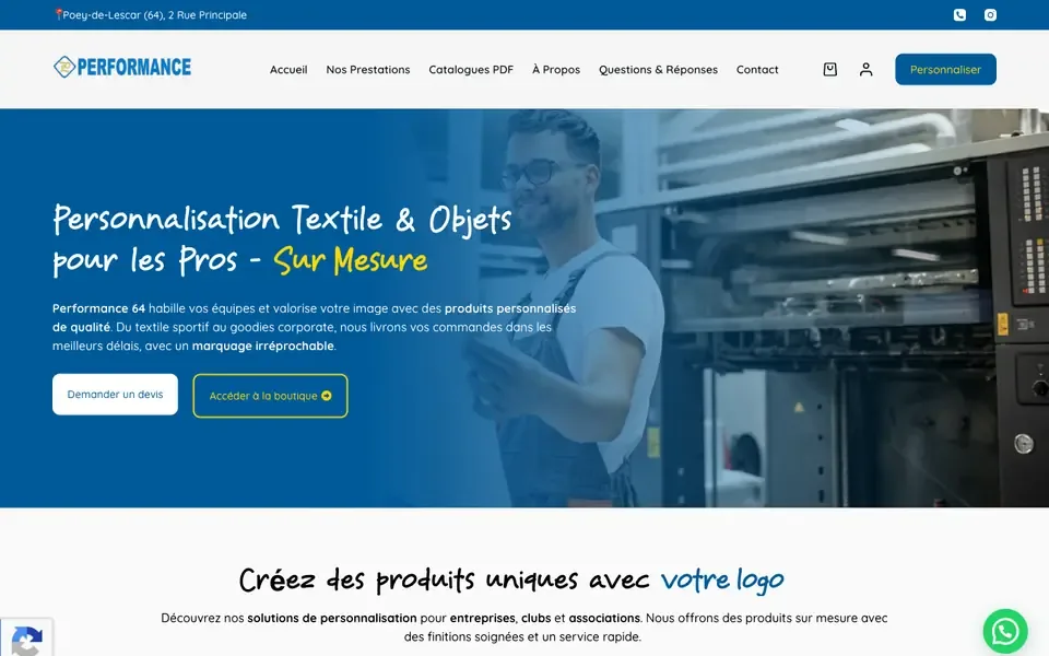 Accueil de performance64.fr sur ordinateur
