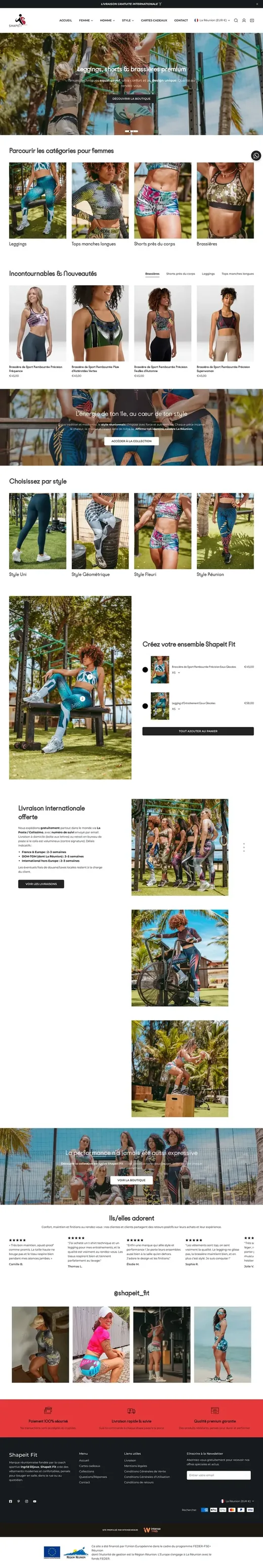 Accueil de shapeitfit.com sur ordinateur