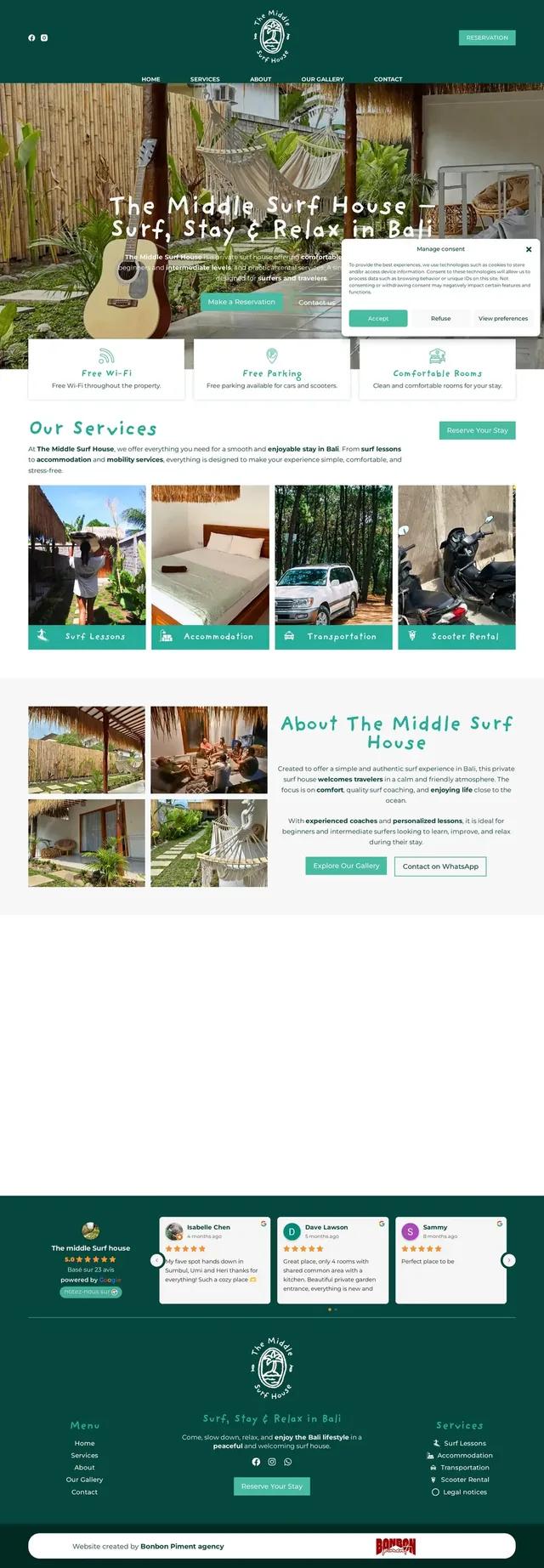 Accueil de themiddlesurfhouse.com sur ordinateur
