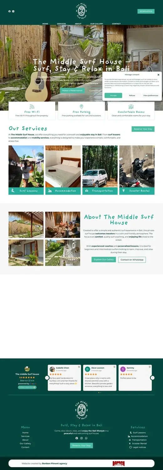 Accueil de themiddlesurfhouse.com sur ordinateur