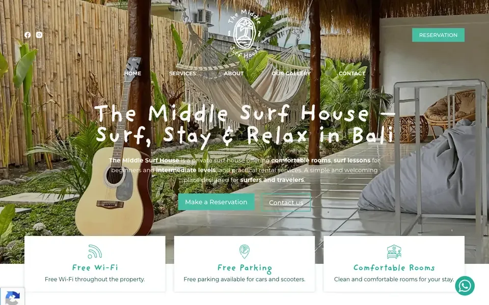 Accueil de themiddlesurfhouse.com sur ordinateur