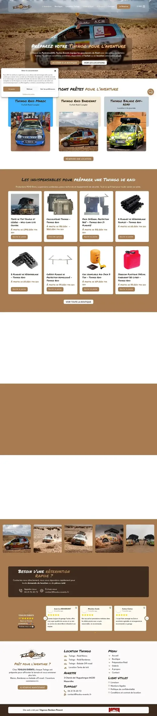 Accueil de toulou-events.fr sur ordinateur