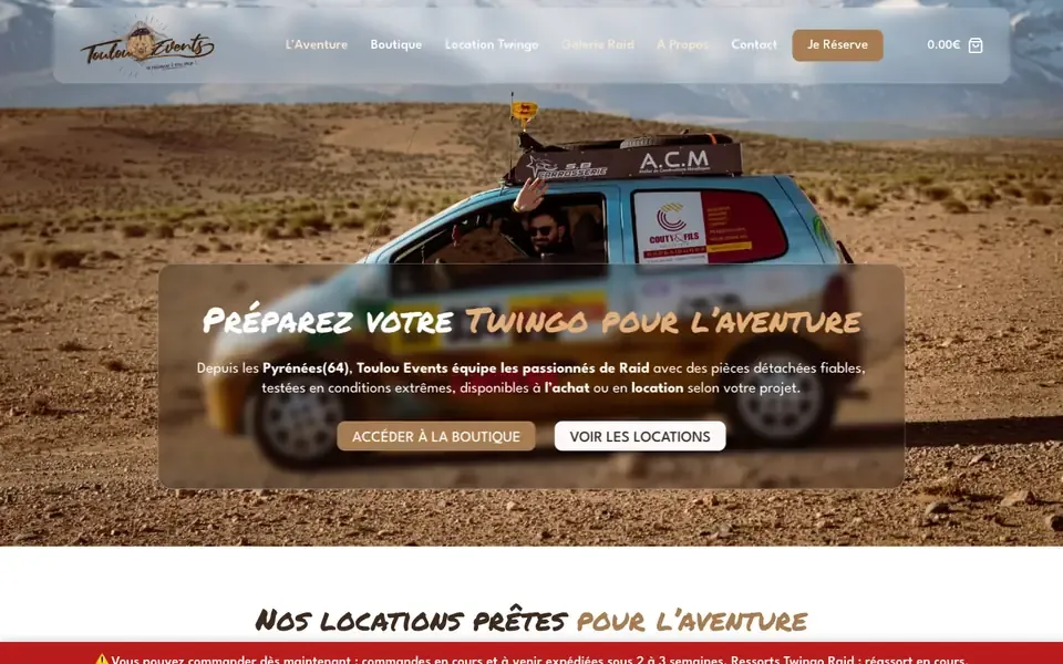 Accueil de toulou-events.fr sur ordinateur
