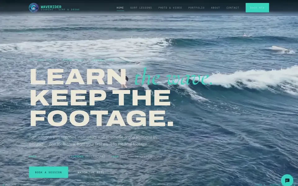 Accueil de waverider-siargao.com sur ordinateur